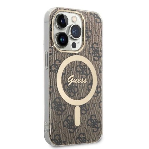 Guess Bundle Pack MagSafe 4G - Zestaw etui + ładowarka MagSafe iPhone 14 Pro (brązowy/złoty) Guess Bundle Pack MagSafe 4G - Zestaw etui + ładowarka MagSafe iPhone 14 Pro (brązowy/złoty)