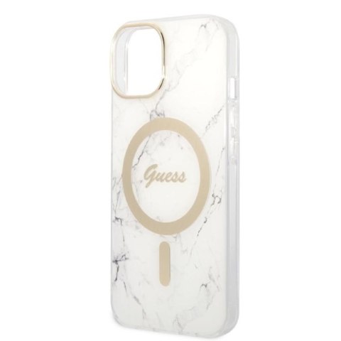 Guess Bundle Pack MagSafe IML Marble - Zestaw etui + ładowarka MagSafe iPhone 14 Plus (biały/złoty) Guess Bundle Pack MagSafe IML Marble - Zestaw etui + ładowarka MagSafe iPhone 14 Plus (biały/złoty)