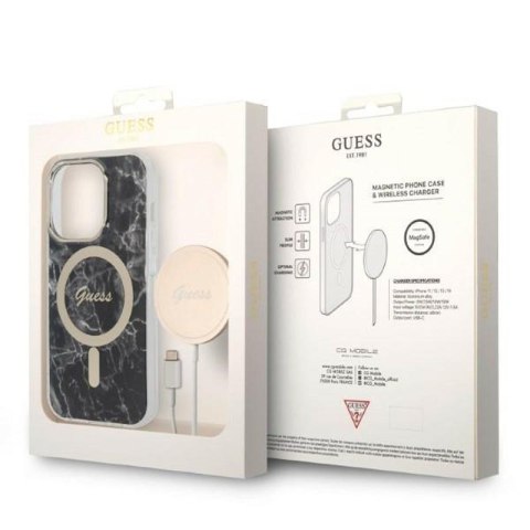 Guess Bundle Pack MagSafe IML Marble - Zestaw etui + ładowarka MagSafe iPhone 14 Pro (czarny/złoty) Guess Bundle Pack MagSafe IML Marble - Zestaw etui + ładowarka MagSafe iPhone 14 Pro (czarny/złoty)