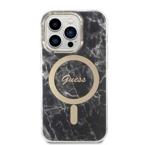 Guess Bundle Pack MagSafe IML Marble - Zestaw etui + ładowarka MagSafe iPhone 14 Pro (czarny/złoty) Guess Bundle Pack MagSafe IML Marble - Zestaw etui + ładowarka MagSafe iPhone 14 Pro (czarny/złoty)