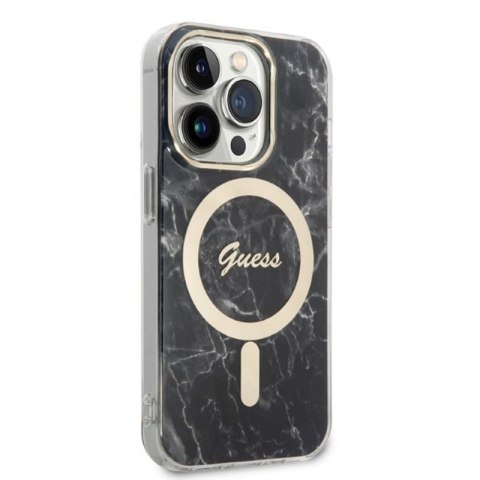 Guess Bundle Pack MagSafe IML Marble - Zestaw etui + ładowarka MagSafe iPhone 14 Pro (czarny/złoty) Guess Bundle Pack MagSafe IML Marble - Zestaw etui + ładowarka MagSafe iPhone 14 Pro (czarny/złoty)