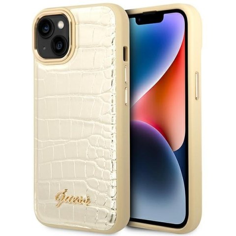 Guess Croco Collection - Etui iPhone 14 Plus (złoty) Guess Croco Collection - Etui iPhone 14 Plus (złoty)