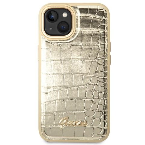 Guess Croco Collection - Etui iPhone 14 Plus (złoty) Guess Croco Collection - Etui iPhone 14 Plus (złoty)