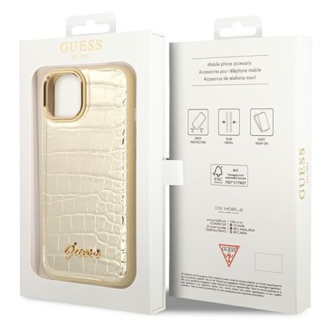 Guess Croco Collection - Etui iPhone 14 Plus (złoty) Guess Croco Collection - Etui iPhone 14 Plus (złoty)