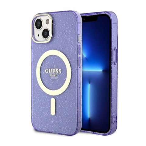 Guess Glitter Gold MagSafe - Etui iPhone 14 Plus (Purpurowy) Guess Glitter Gold MagSafe - Etui iPhone 14 Plus (Purpurowy)