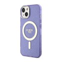 Guess Glitter Gold MagSafe - Etui iPhone 14 Plus (Purpurowy)