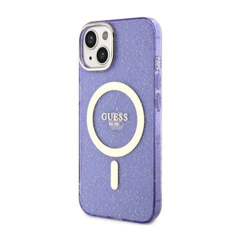 Guess Glitter Gold MagSafe - Etui iPhone 14 Plus (Purpurowy) Guess Glitter Gold MagSafe - Etui iPhone 14 Plus (Purpurowy)