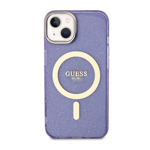 Guess Glitter Gold MagSafe - Etui iPhone 14 Plus (Purpurowy) Guess Glitter Gold MagSafe - Etui iPhone 14 Plus (Purpurowy)
