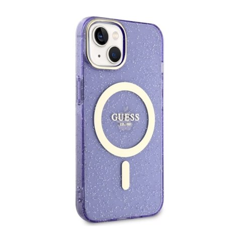 Guess Glitter Gold MagSafe - Etui iPhone 14 Plus (Purpurowy) Guess Glitter Gold MagSafe - Etui iPhone 14 Plus (Purpurowy)