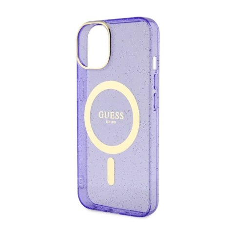 Guess Glitter Gold MagSafe - Etui iPhone 14 Plus (Purpurowy) Guess Glitter Gold MagSafe - Etui iPhone 14 Plus (Purpurowy)