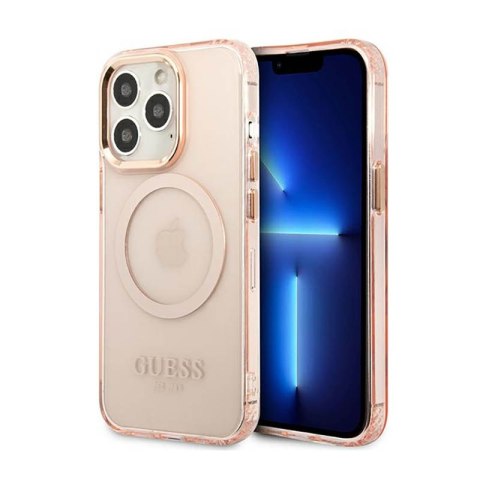 Guess Gold Outline Translucent MagSafe - Etui iPhone 13 Pro (różowy) Guess Gold Outline Translucent MagSafe - Etui iPhone 13 Pro (różowy)