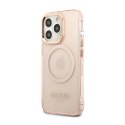 Guess Gold Outline Translucent MagSafe - Etui iPhone 13 Pro (różowy)