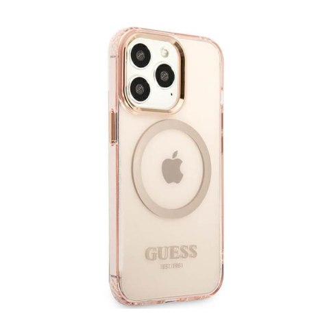Guess Gold Outline Translucent MagSafe - Etui iPhone 13 Pro (różowy) Guess Gold Outline Translucent MagSafe - Etui iPhone 13 Pro (różowy)