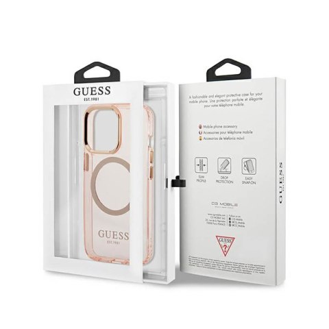 Guess Gold Outline Translucent MagSafe - Etui iPhone 13 Pro (różowy) Guess Gold Outline Translucent MagSafe - Etui iPhone 13 Pro (różowy)