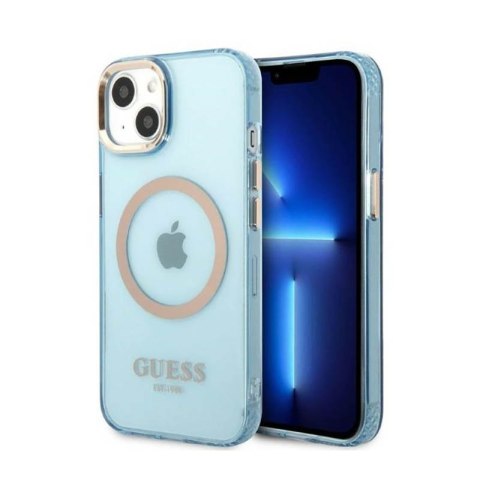 Guess Gold Outline Translucent MagSafe - Etui iPhone 13 (niebieski) Guess Gold Outline Translucent MagSafe - Etui iPhone 13 (niebieski)