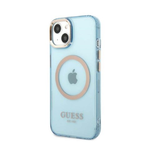 Guess Gold Outline Translucent MagSafe - Etui iPhone 13 (niebieski) Guess Gold Outline Translucent MagSafe - Etui iPhone 13 (niebieski)