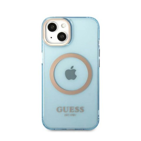 Guess Gold Outline Translucent MagSafe - Etui iPhone 13 (niebieski) Guess Gold Outline Translucent MagSafe - Etui iPhone 13 (niebieski)