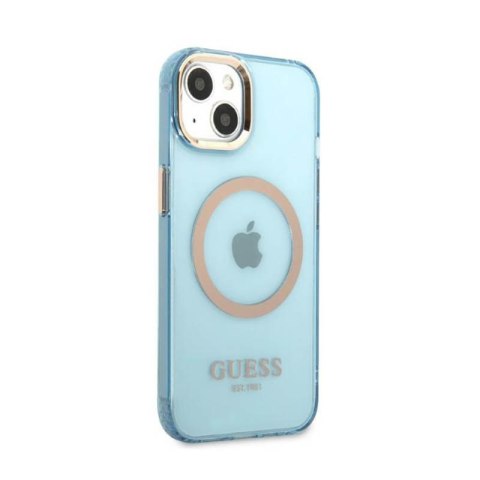 Guess Gold Outline Translucent MagSafe - Etui iPhone 13 (niebieski) Guess Gold Outline Translucent MagSafe - Etui iPhone 13 (niebieski)
