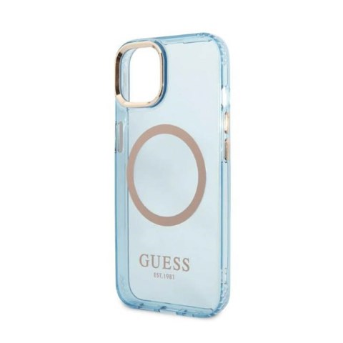 Guess Gold Outline Translucent MagSafe - Etui iPhone 13 (niebieski) Guess Gold Outline Translucent MagSafe - Etui iPhone 13 (niebieski)