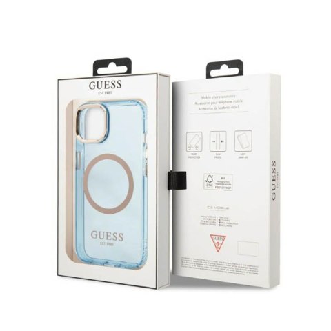 Guess Gold Outline Translucent MagSafe - Etui iPhone 13 (niebieski) Guess Gold Outline Translucent MagSafe - Etui iPhone 13 (niebieski)