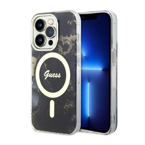 Guess Golden Marble MagSafe - Etui iPhone 14 Pro (Czarny) Guess Golden Marble MagSafe - Etui iPhone 14 Pro (Czarny)