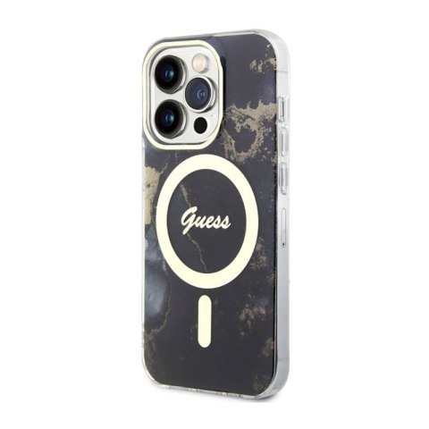 Guess Golden Marble MagSafe - Etui iPhone 14 Pro (Czarny) Guess Golden Marble MagSafe - Etui iPhone 14 Pro (Czarny)