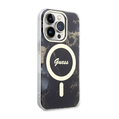 Guess Golden Marble MagSafe - Etui iPhone 14 Pro (Czarny) Guess Golden Marble MagSafe - Etui iPhone 14 Pro (Czarny)