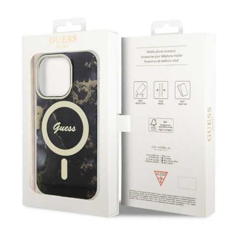 Guess Golden Marble MagSafe - Etui iPhone 14 Pro (Czarny) Guess Golden Marble MagSafe - Etui iPhone 14 Pro (Czarny)