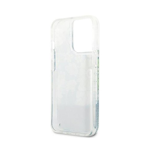 Guess Liquid Glitter Flower - Etui iPhone 13 Pro (niebieski/zielony) Guess Liquid Glitter Flower - Etui iPhone 13 Pro (niebieski/zielony)