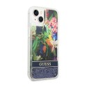 Guess Liquid Glitter Flower - Etui iPhone 14 Plus (niebieski)