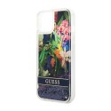 Guess Liquid Glitter Flower - Etui iPhone 14 Plus (niebieski)