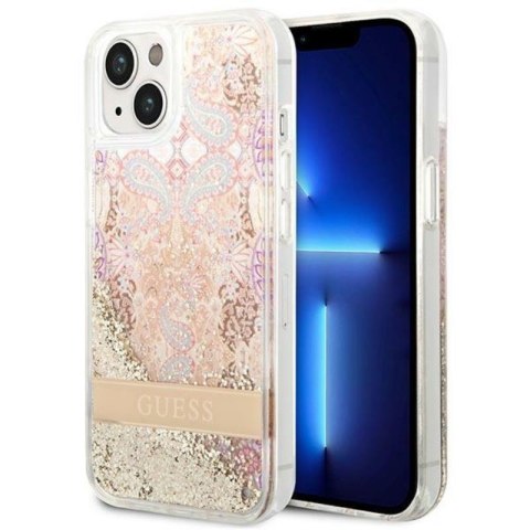 Guess Liquid Glitter Paisley - Etui iPhone 14 Plus (złoty) Guess Liquid Glitter Paisley - Etui iPhone 14 Plus (złoty)