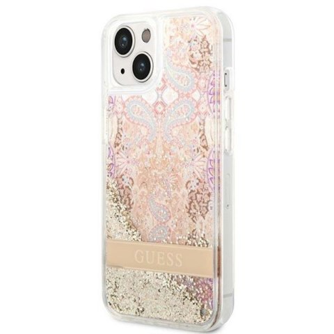 Guess Liquid Glitter Paisley - Etui iPhone 14 Plus (złoty) Guess Liquid Glitter Paisley - Etui iPhone 14 Plus (złoty)