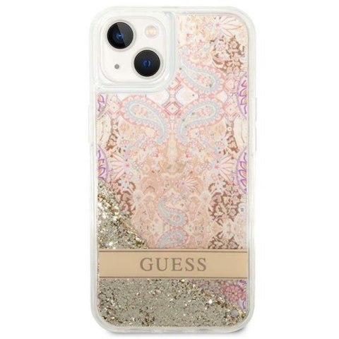 Guess Liquid Glitter Paisley - Etui iPhone 14 Plus (złoty) Guess Liquid Glitter Paisley - Etui iPhone 14 Plus (złoty)