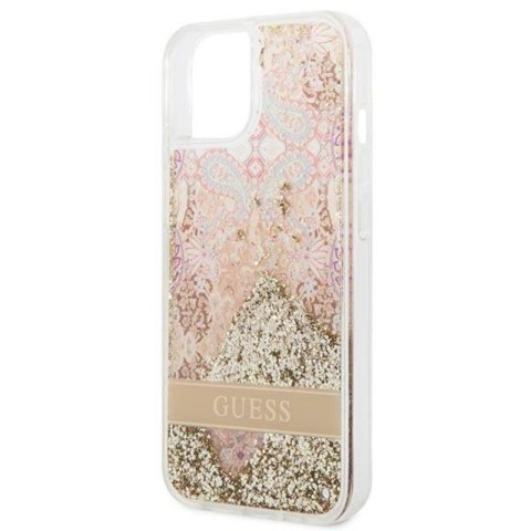 Guess Liquid Glitter Paisley - Etui iPhone 14 Plus (złoty) Guess Liquid Glitter Paisley - Etui iPhone 14 Plus (złoty)