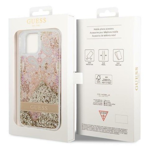 Guess Liquid Glitter Paisley - Etui iPhone 14 Plus (złoty) Guess Liquid Glitter Paisley - Etui iPhone 14 Plus (złoty)