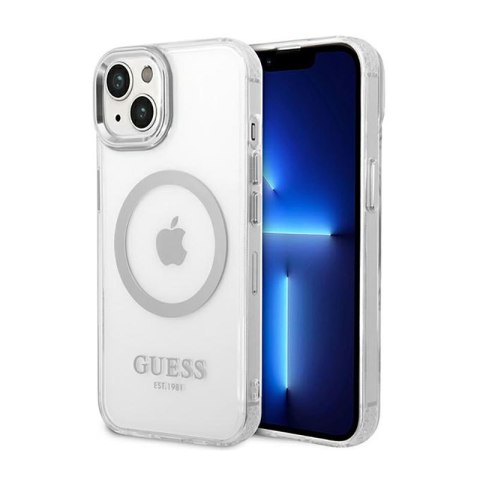 Guess Metal Outline MagSafe - Etui iPhone 14 (przezroczysty / srebrny) Guess Metal Outline MagSafe - Etui iPhone 14 (przezroczysty / srebrny)