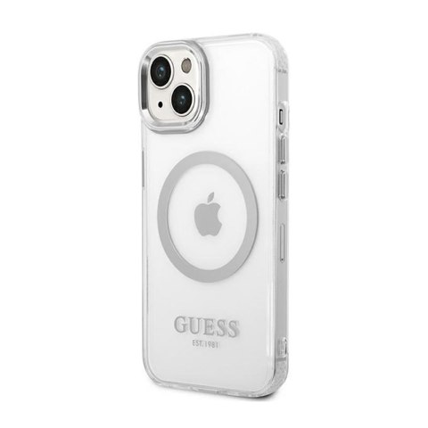 Guess Metal Outline MagSafe - Etui iPhone 14 (przezroczysty / srebrny) Guess Metal Outline MagSafe - Etui iPhone 14 (przezroczysty / srebrny)