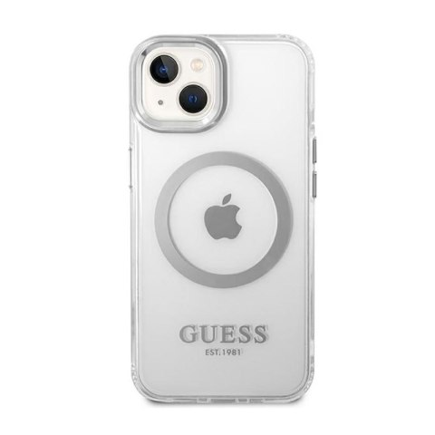 Guess Metal Outline MagSafe - Etui iPhone 14 (przezroczysty / srebrny) Guess Metal Outline MagSafe - Etui iPhone 14 (przezroczysty / srebrny)