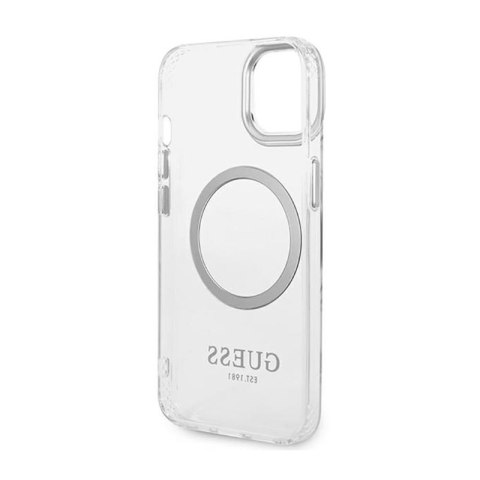 Guess Metal Outline MagSafe - Etui iPhone 14 (przezroczysty / srebrny) Guess Metal Outline MagSafe - Etui iPhone 14 (przezroczysty / srebrny)
