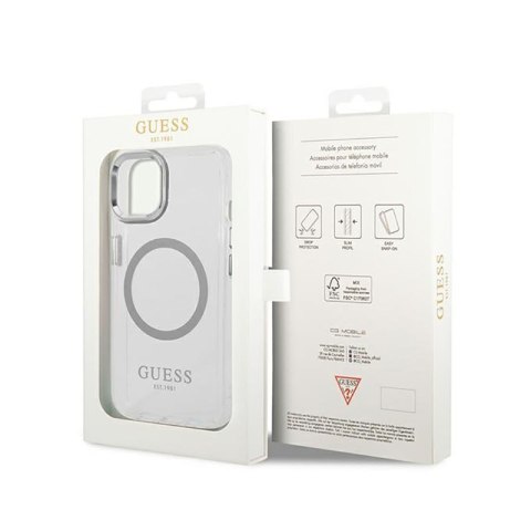 Guess Metal Outline MagSafe - Etui iPhone 14 (przezroczysty / srebrny) Guess Metal Outline MagSafe - Etui iPhone 14 (przezroczysty / srebrny)