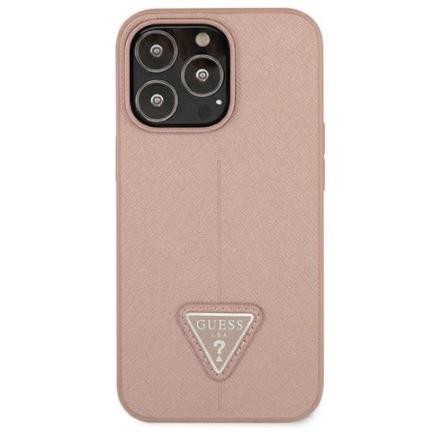 Guess Saffiano Triangle Logo Case - Etui iPhone 13 Pro (różowy) Guess Saffiano Triangle Logo Case - Etui iPhone 13 Pro (różowy)