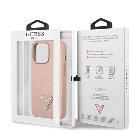 Guess Saffiano Triangle Logo Case - Etui iPhone 13 Pro (różowy) Guess Saffiano Triangle Logo Case - Etui iPhone 13 Pro (różowy)
