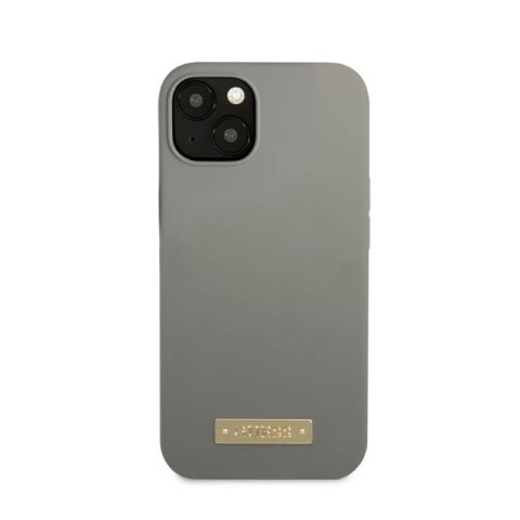 Guess Silicone Logo Plate MagSafe - Etui iPhone 13 Mini (szary) Guess Silicone Logo Plate MagSafe - Etui iPhone 13 Mini (szary)