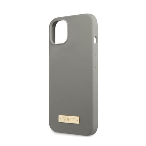 Guess Silicone Logo Plate MagSafe - Etui iPhone 13 Mini (szary) Guess Silicone Logo Plate MagSafe - Etui iPhone 13 Mini (szary)
