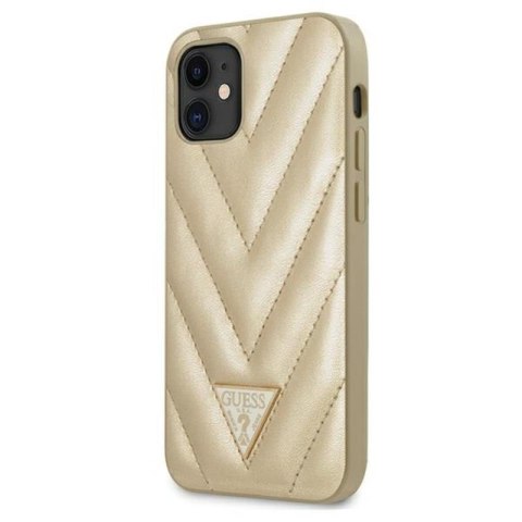 Guess V Quilted - Etui iPhone 12 mini (złoty) Guess V Quilted - Etui iPhone 12 mini (złoty)