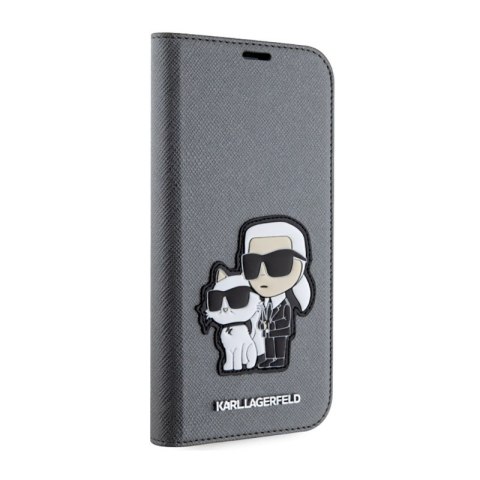 Karl Lagerfeld Booktype NFT Saffiano Karl & Choupette - Etui iPhone 14 (Srebrny) Karl Lagerfeld Booktype NFT Saffiano Karl & Choupette - Etui iPhone 14 (Srebrny)
