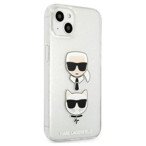 Karl Lagerfeld Glitter Karl & Choupette Head - Etui iPhone 13 mini (srebrny) Karl Lagerfeld Glitter Karl & Choupette Head - Etui iPhone 13 mini (srebrny)