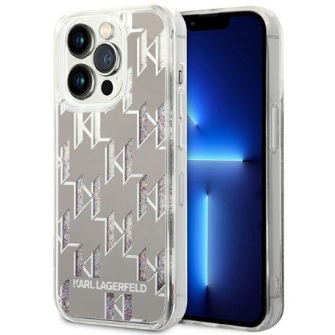 Karl Lagerfeld Monogram Liquid Glitter - Etui iPhone 14 Pro Max (srebrny) Karl Lagerfeld Monogram Liquid Glitter - Etui iPhone 14 Pro Max (srebrny)