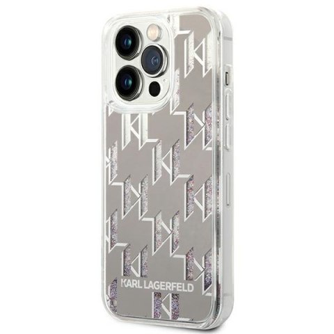 Karl Lagerfeld Monogram Liquid Glitter - Etui iPhone 14 Pro Max (srebrny) Karl Lagerfeld Monogram Liquid Glitter - Etui iPhone 14 Pro Max (srebrny)
